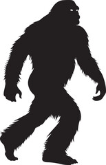 Bigfoot Silhouette Vector Illustration on Transparent Background