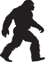 Bigfoot Silhouette Vector Illustration on Transparent Background