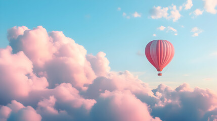 Obraz premium Pink clouds and hot air balloon i BC0F8