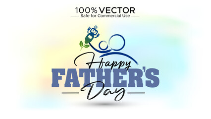 Happy father's Day Typo with Super Dad, Father, daughter, baby and son playing together.