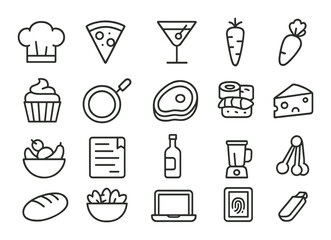 Cooking icon set. kitchen, food, drink, utensil, recipe, flat vector icons