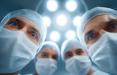 Surgeons collaborate in a sterile operating room to perform complex procedures, showcasing teamwork and precision in modern medicine
