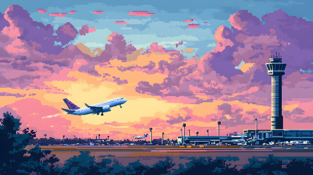Pixel art illustration of an airp  FDF48