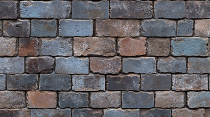 Obraz premium Rustic Multicolored Brick Wall Texture Grey Brown Blue Tones