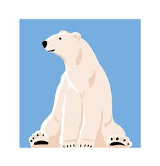 Fototapeta premium Polar white bear sitting. Large mammal in Arctic. One animal. Fauna, nature and zoology. Vector art illustration