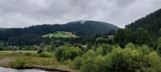 panoramic view of the mountains in autumn