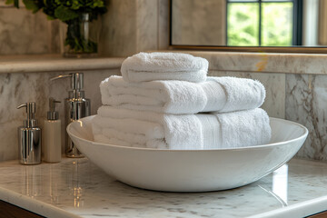 White bowl on a counter.