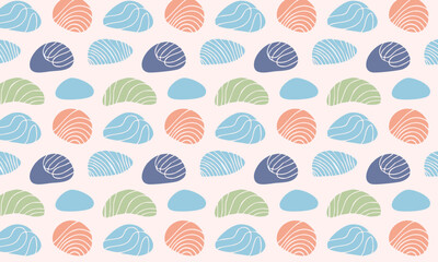 	Modern abstract seamless vector pattern with hand-drawn sea shells