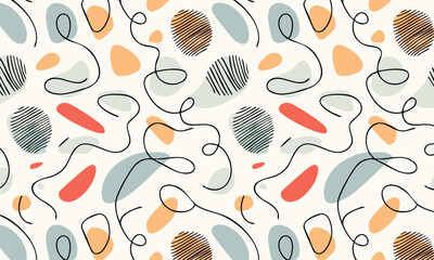Creative abstract seamless vector pattern with scribbles and doodles