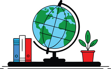 green planet earth with a tree Illustrator Artwork