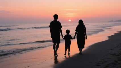 Family Silhouette at Sunset