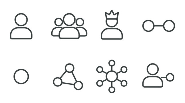 Social media set. user, community, network, profile, connection silhouette vector icons.