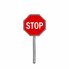 A cartoon stop sign on a pole.