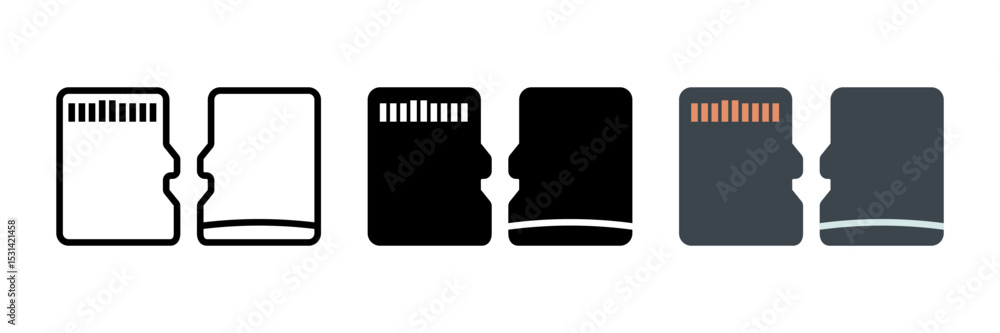 Poster memory card icon set. for mobile concept and web design on white background. vector illustration