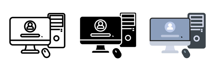 Computer icon set. for mobile concept and web design on white background. vector illustration