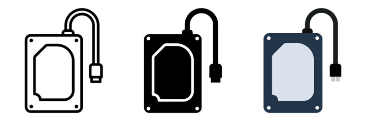 Fototapeta premium Hard Drive icon set. for mobile concept and web design on white background. vector illustration