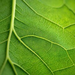 Obraz premium Close-up of vibrant green leaf veins