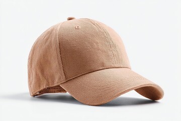 Design mockup showcasing a closeup of a baseball cap in a neutral color against a clean background