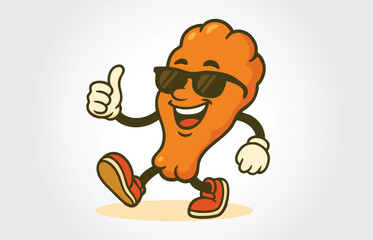 Cool Chicken Wing Mascot with Sunglasses Giving a Thumbs Up