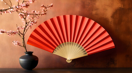 Red Chinese style paper fan 0ecfd  68565