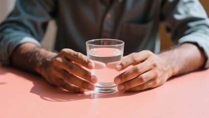 Man Holding a Glass of Water