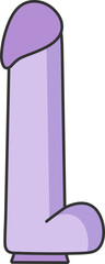vibrator sucker cock, dildo, adult sex toy, accessories for sex games and bdsm, linear violet purple icons, doodle and sketch style, hand drawing