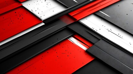 Abstract geometric shapes, red, white, black