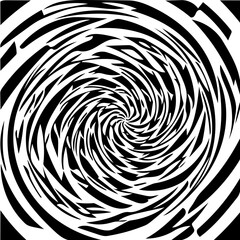 Obraz premium Twisted square vortex illusion, black and white vector background