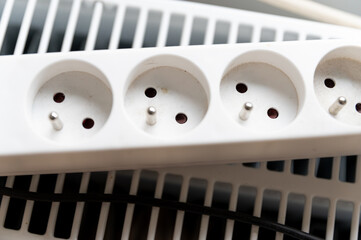 electrical power supply.AC Plug and Sockets, European Standard, with Switch, Close-up of Single...