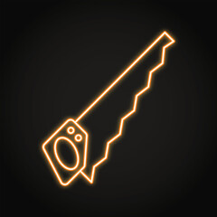 Metal handsaw neon line icon