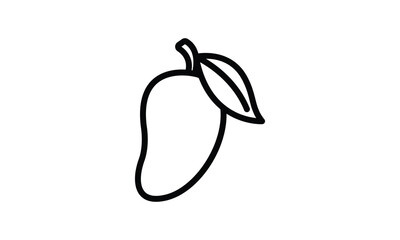 Mango Icon: A Simple Line Drawing of a Mango Fruit with a Leaf