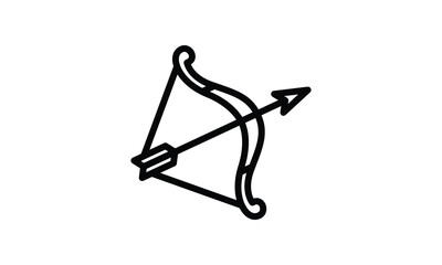 Bow and Arrow Icon: A Simple Line Art Illustration