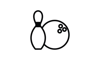 Bowling Pin and Ball Icon: A Simple Line Art Graphic