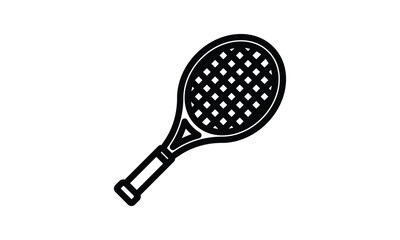 Tennis Racket Icon: A Black and White Line Art Illustration of a Tennis Racquet