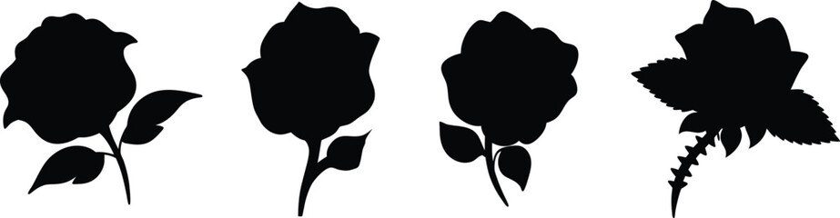 elegant rose flower silhouettes illustration.