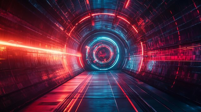 A holographic logo with digital light rays shining through it, floating in a dark, futuristic room - Powered by Adobe