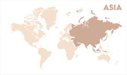 Asia continent map-07, Map of Asia, highlighted on the world map, Asia on the world map, Satellite view, Asia location on the globe.