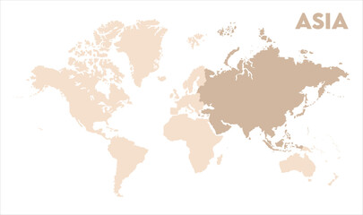 Asia continent map-10, Map of Asia, highlighted on the world map, Asia on the world map, Satellite view, Asia location on the globe.