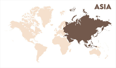 Asia continent map-08, Map of Asia, highlighted on the world map, Asia on the world map, Satellite view, Asia location on the globe.