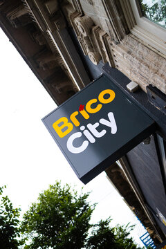 brussels, brussels, belgium- 08 06 2025: a brico city shop sign