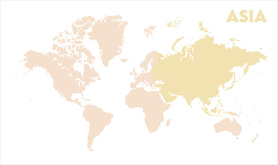 Asia in world map-14, Map of Asia, highlighted on the world map, Asia on the world map, Satellite view, Asia location on the globe.