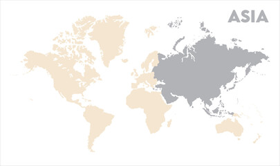 Asia outline in global map-10, Map of Asia, highlighted on the world map, Asia on the world map, Satellite view, Asia location on the globe.