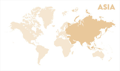 Asia outline in global map-12, Map of Asia, highlighted on the world map, Asia on the world map, Satellite view, Asia location on the globe.