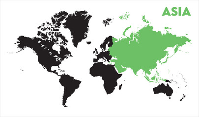 Asia political map in world-12, Map of Asia, highlighted on the world map, Asia on the world map, Satellite view, Asia location on the globe.