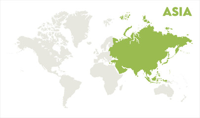 Economic map of Asia in world-06, Map of Asia, highlighted on the world map, Asia on the world map, Satellite view, Asia location on the globe.