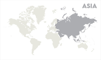 Economic map of Asia in world-05, Map of Asia, highlighted on the world map, Asia on the world map, Satellite view, Asia location on the globe.