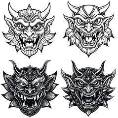 Obraz premium evil mask icon set design 
