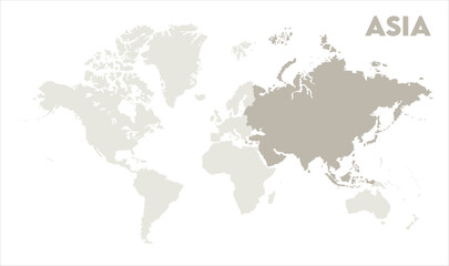 Economic map of Asia in world-12, Map of Asia, highlighted on the world map, Asia on the world map, Satellite view, Asia location on the globe.