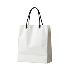 Elegant and Minimalist White Paper Shopping Bag with Black Handle Isolated on a Clean Background