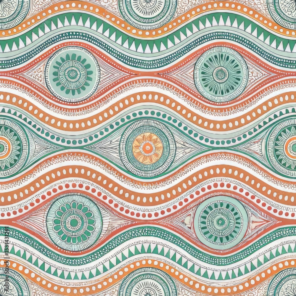 Aufkleber seamless abstract african tribal pattern concept colorful abstract pattern with circles and waves.